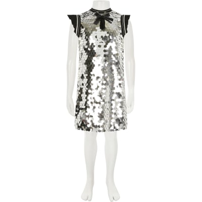 river island silver sequin dress