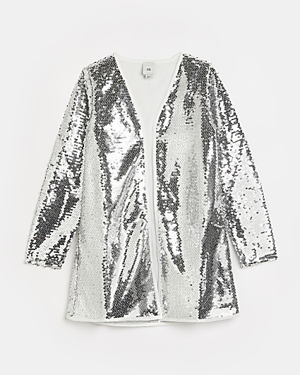 Girls silver sequin kimono jacket