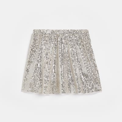 Girls silver sequin skirt | River Island