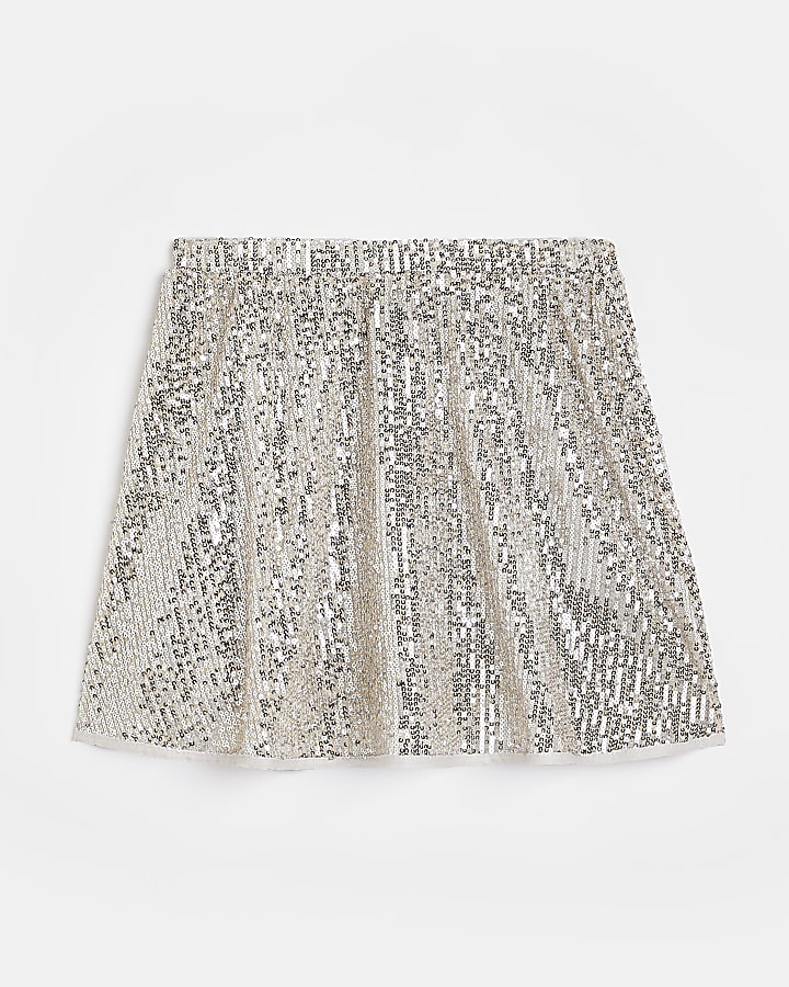 Girls silver sequin skirt