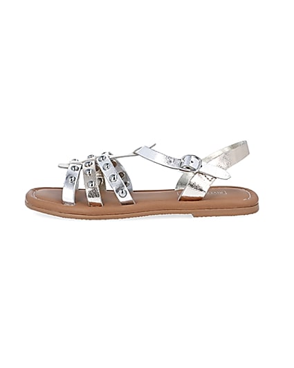 360 degree animation of product Girls silver studded sandals frame-3