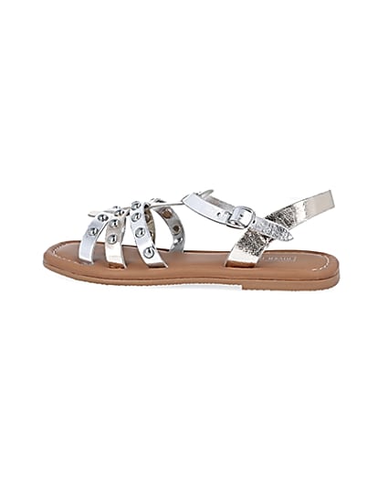 360 degree animation of product Girls silver studded sandals frame-4