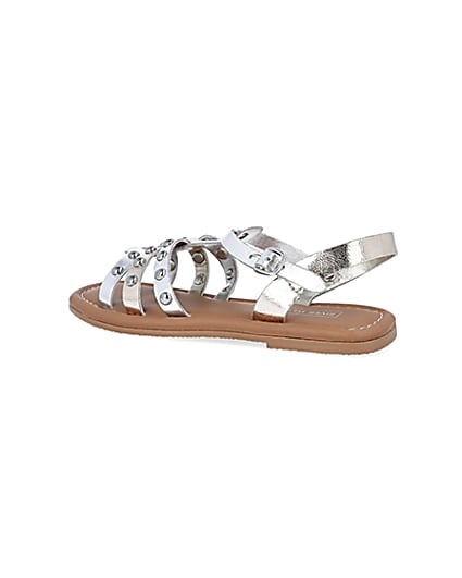 360 degree animation of product Girls silver studded sandals frame-5