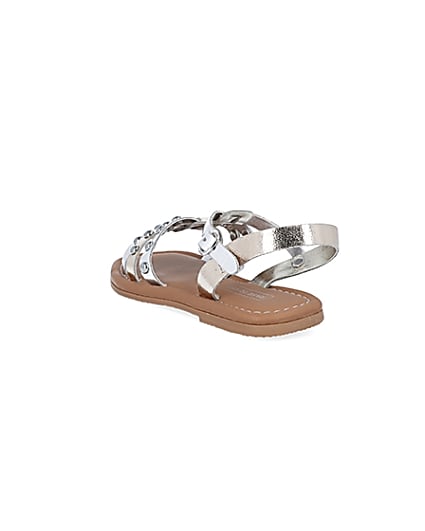 360 degree animation of product Girls silver studded sandals frame-7