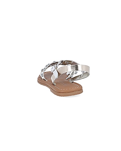 360 degree animation of product Girls silver studded sandals frame-8
