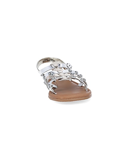 360 degree animation of product Girls silver studded sandals frame-20
