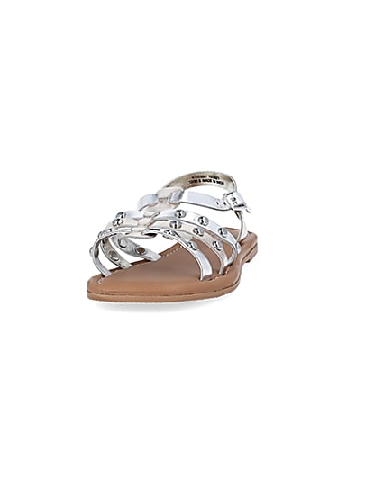 360 degree animation of product Girls silver studded sandals frame-22