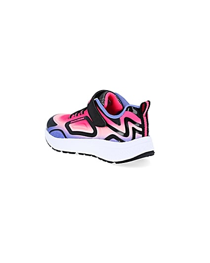 360 degree animation of product Girls Skechers black trainers frame-6