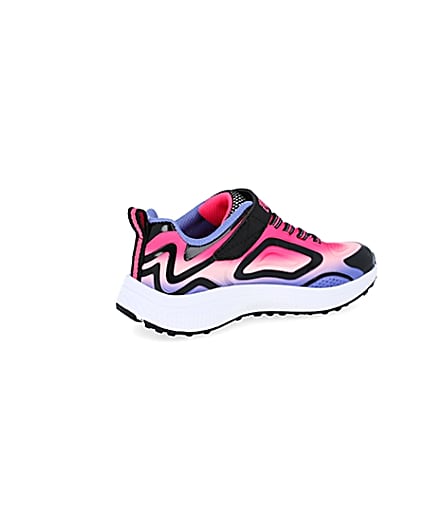 360 degree animation of product Girls Skechers black trainers frame-13