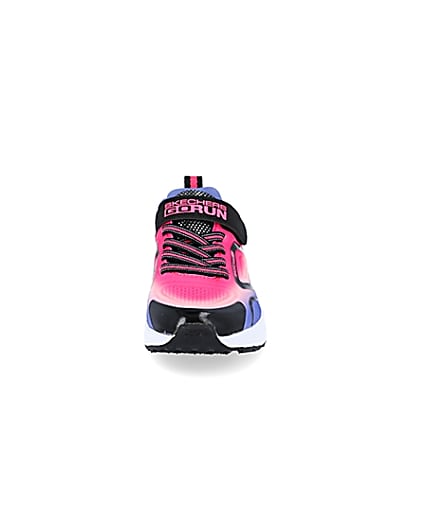 360 degree animation of product Girls Skechers black trainers frame-21