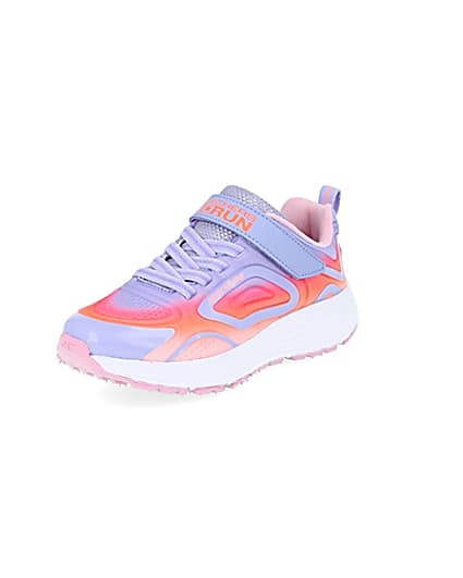 360 degree animation of product Girls Skechers pink trainers frame-0