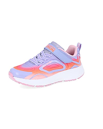 360 degree animation of product Girls Skechers pink trainers frame-1