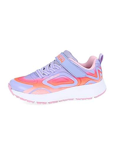 360 degree animation of product Girls Skechers pink trainers frame-2