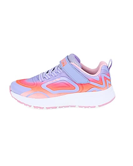 360 degree animation of product Girls Skechers pink trainers frame-3