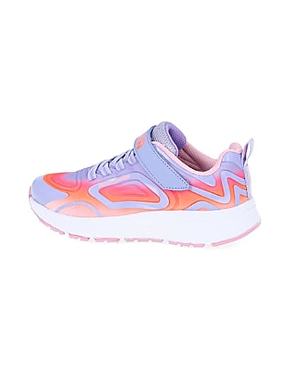 360 degree animation of product Girls Skechers pink trainers frame-4