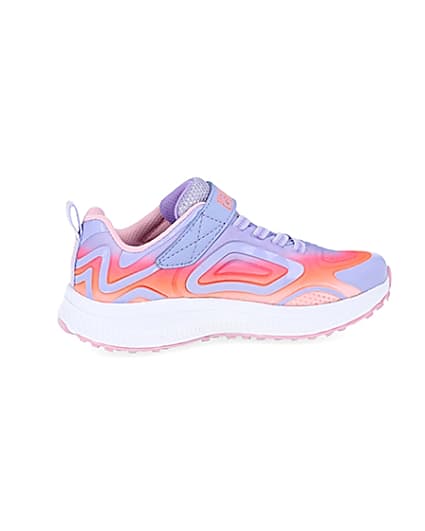 360 degree animation of product Girls Skechers pink trainers frame-14