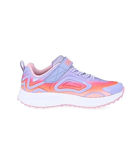 360 degree animation of product Girls Skechers pink trainers frame-15