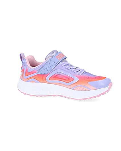 360 degree animation of product Girls Skechers pink trainers frame-16