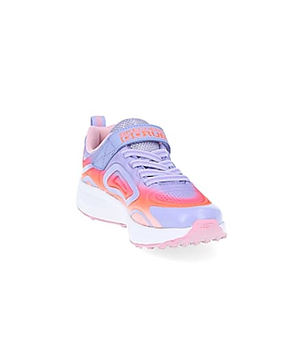 360 degree animation of product Girls Skechers pink trainers frame-19