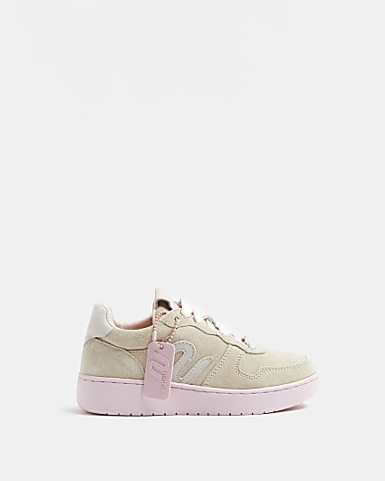 Girls stone Nushu lace up suede trainers