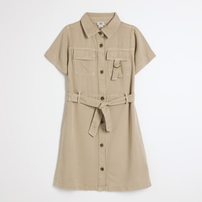 Girls stone shirt dress River Island
