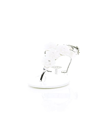 360 degree animation of product Girls white and silver floral jelly sandals frame-3