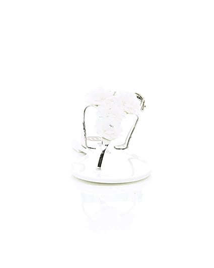 360 degree animation of product Girls white and silver floral jelly sandals frame-4