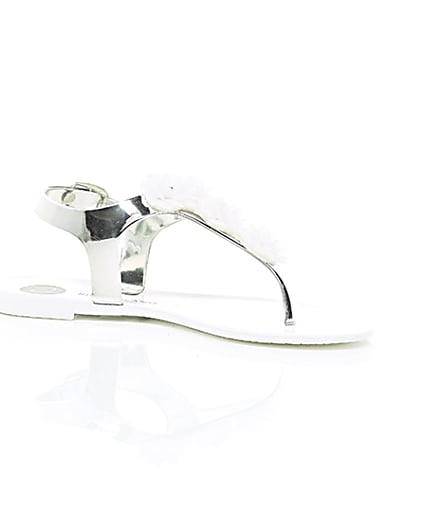 360 degree animation of product Girls white and silver floral jelly sandals frame-8