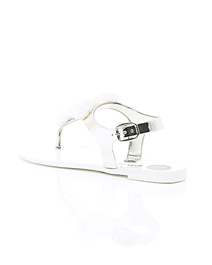 360 degree animation of product Girls white and silver floral jelly sandals frame-19