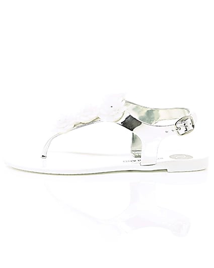 360 degree animation of product Girls white and silver floral jelly sandals frame-22