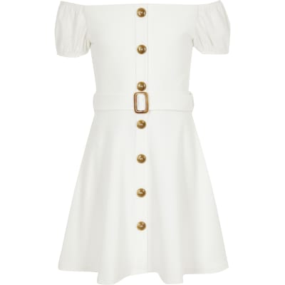 river island white bardot dress