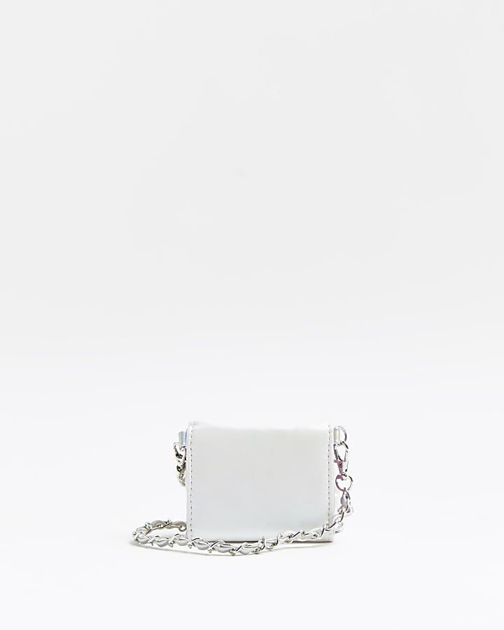 Girls white bow chain purse