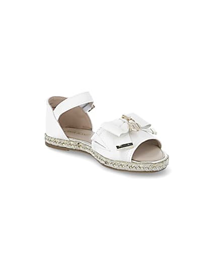 360 degree animation of product Girls white bow espadrille sandals frame-18
