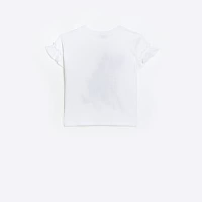 Girls white bow new york graphic t-shirt