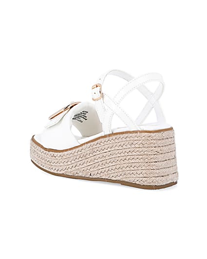 360 degree animation of product Girls white buckle detail wedge sandals frame-6