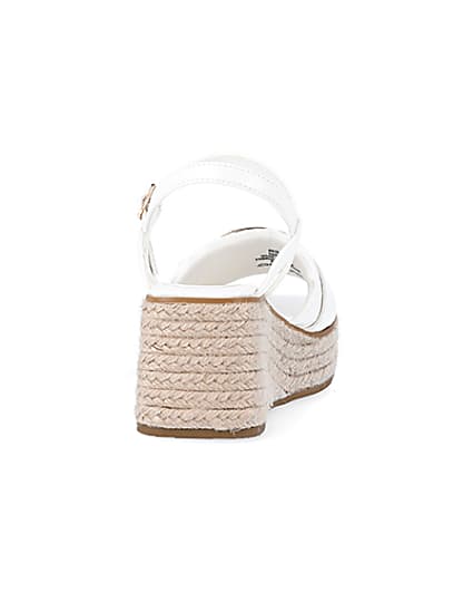 360 degree animation of product Girls white buckle detail wedge sandals frame-10