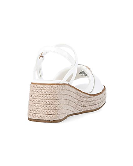 360 degree animation of product Girls white buckle detail wedge sandals frame-11