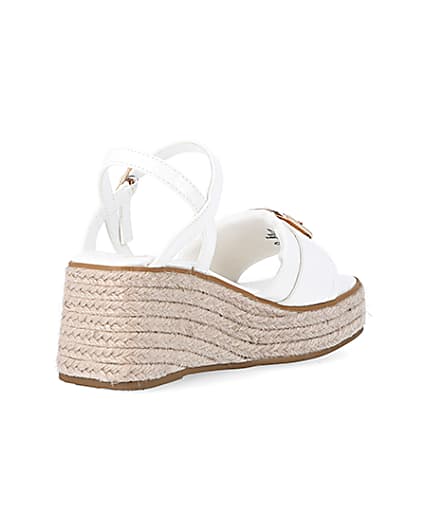 360 degree animation of product Girls white buckle detail wedge sandals frame-12