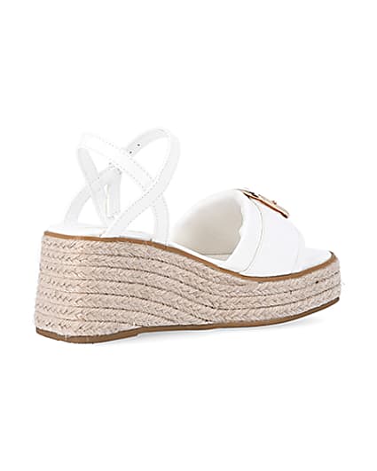 360 degree animation of product Girls white buckle detail wedge sandals frame-13