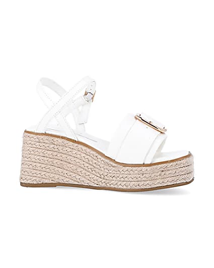 360 degree animation of product Girls white buckle detail wedge sandals frame-16