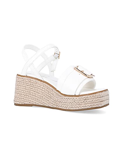 360 degree animation of product Girls white buckle detail wedge sandals frame-17