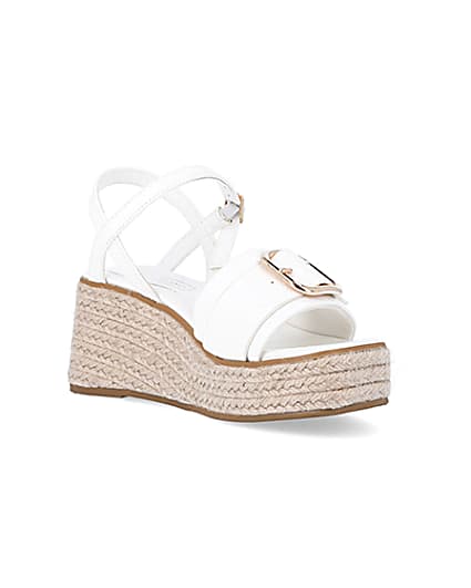 360 degree animation of product Girls white buckle detail wedge sandals frame-18