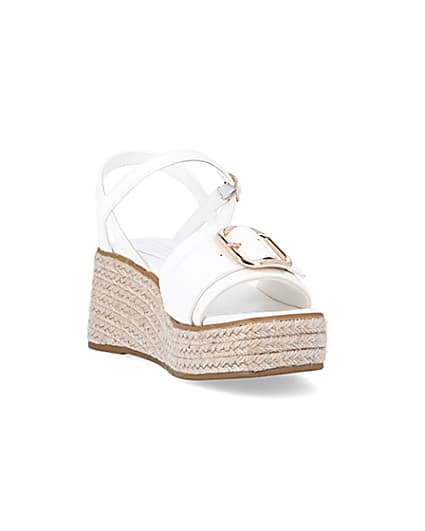 360 degree animation of product Girls white buckle detail wedge sandals frame-19
