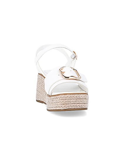 360 degree animation of product Girls white buckle detail wedge sandals frame-20