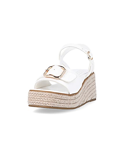 360 degree animation of product Girls white buckle detail wedge sandals frame-23