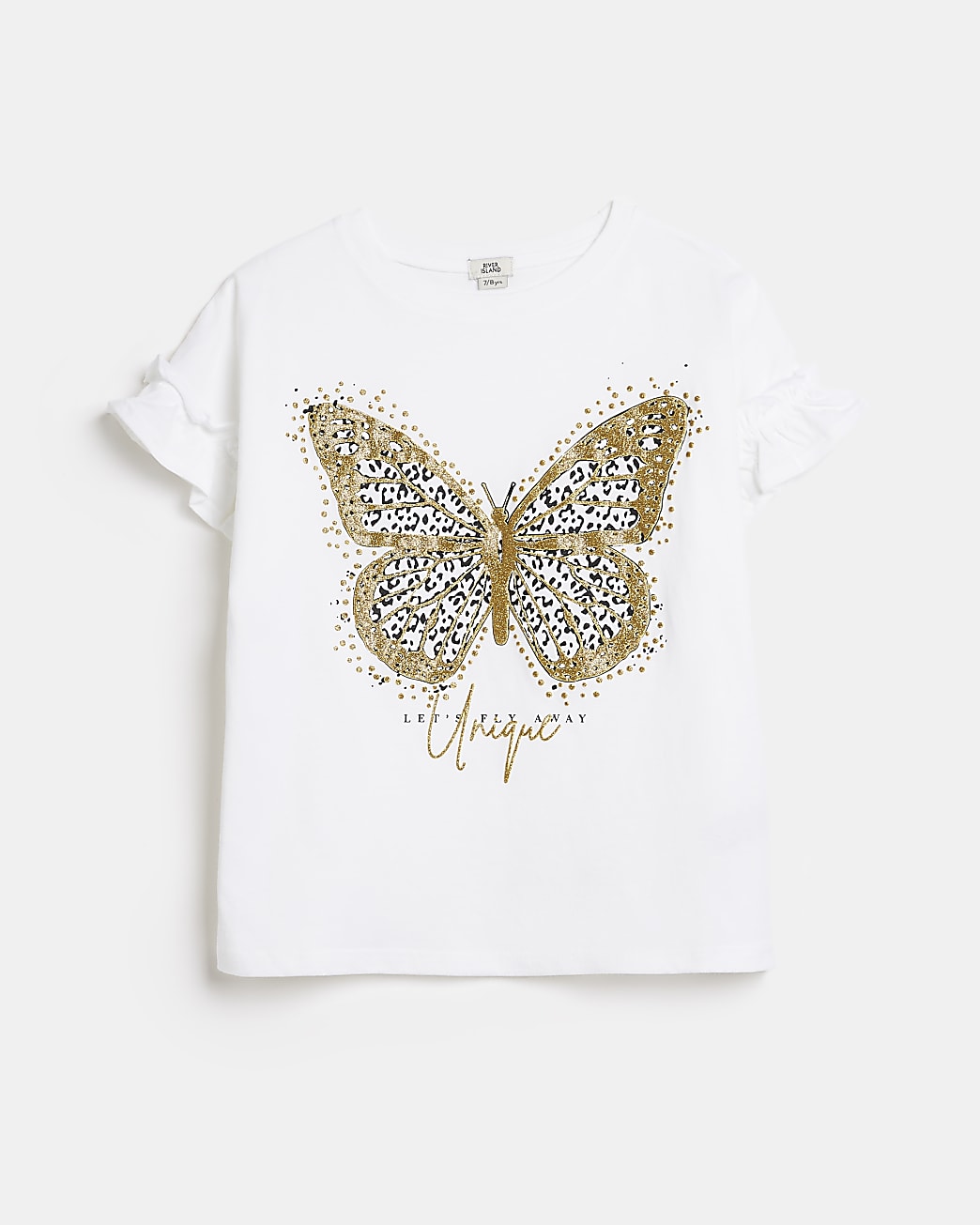 Girls white butterfly t-shirt