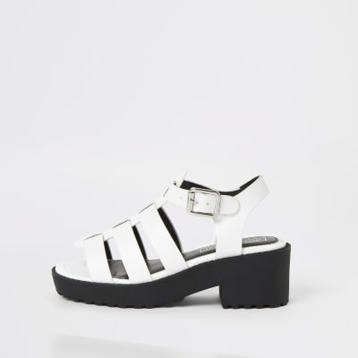 white thick sole sandals