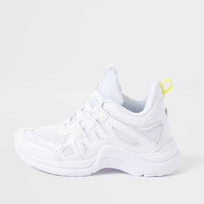 Girls white chunky trainers