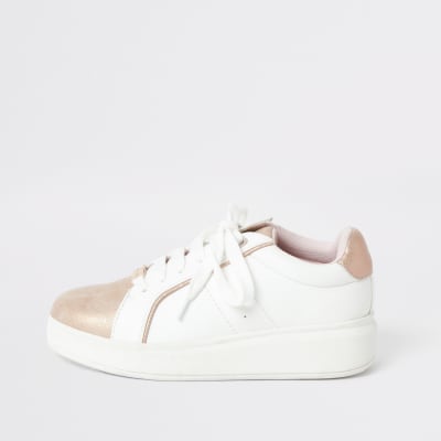 girls white chunky trainers
