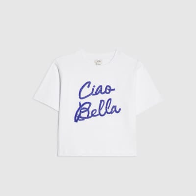 Girls White Ciao Bella T-Shirt